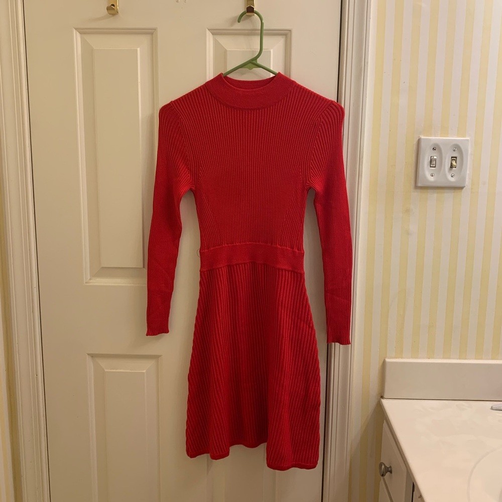 NWOT - The Limited (Petite) Red Ribbed Sweater Dress